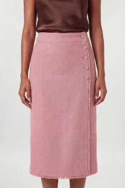 Jupe Crayon Midi En Tweed Texturé À Boutons Petite Taille