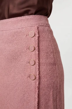 Jupe Crayon Mi-longue Boutonnée En Tweed Texturé