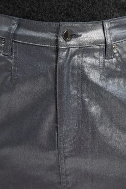 KarenMillen Jupe Crayon Mi-Longue en Denim à Revêtement Métallisé<Femme Jupes|Denim