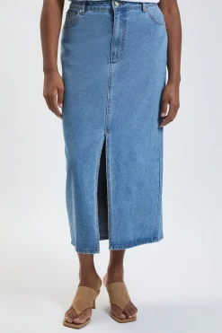 KarenMillen Jupe Crayon Mi-longue En Denim 5 Poches Grande Taille Forever<Femme Jupes|Denim