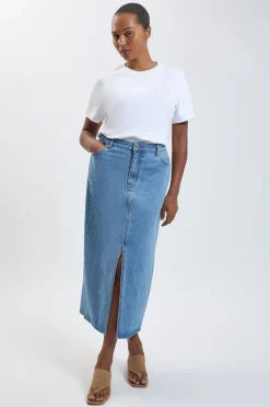 KarenMillen Jupe Crayon Mi-longue En Denim 5 Poches Grande Taille Forever<Femme Jupes|Denim