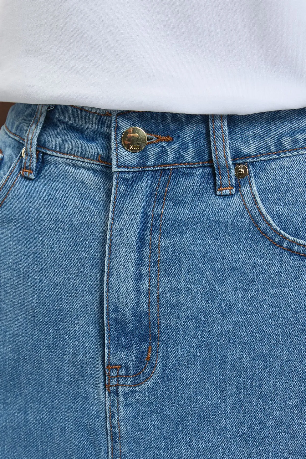 KarenMillen Jupe Crayon Mi-longue En Denim Forever Petite À 5 Poches<Femme Jupes|Denim