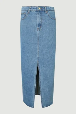KarenMillen Jupe Crayon Mi-longue En Denim Forever Petite À 5 Poches<Femme Jupes|Denim