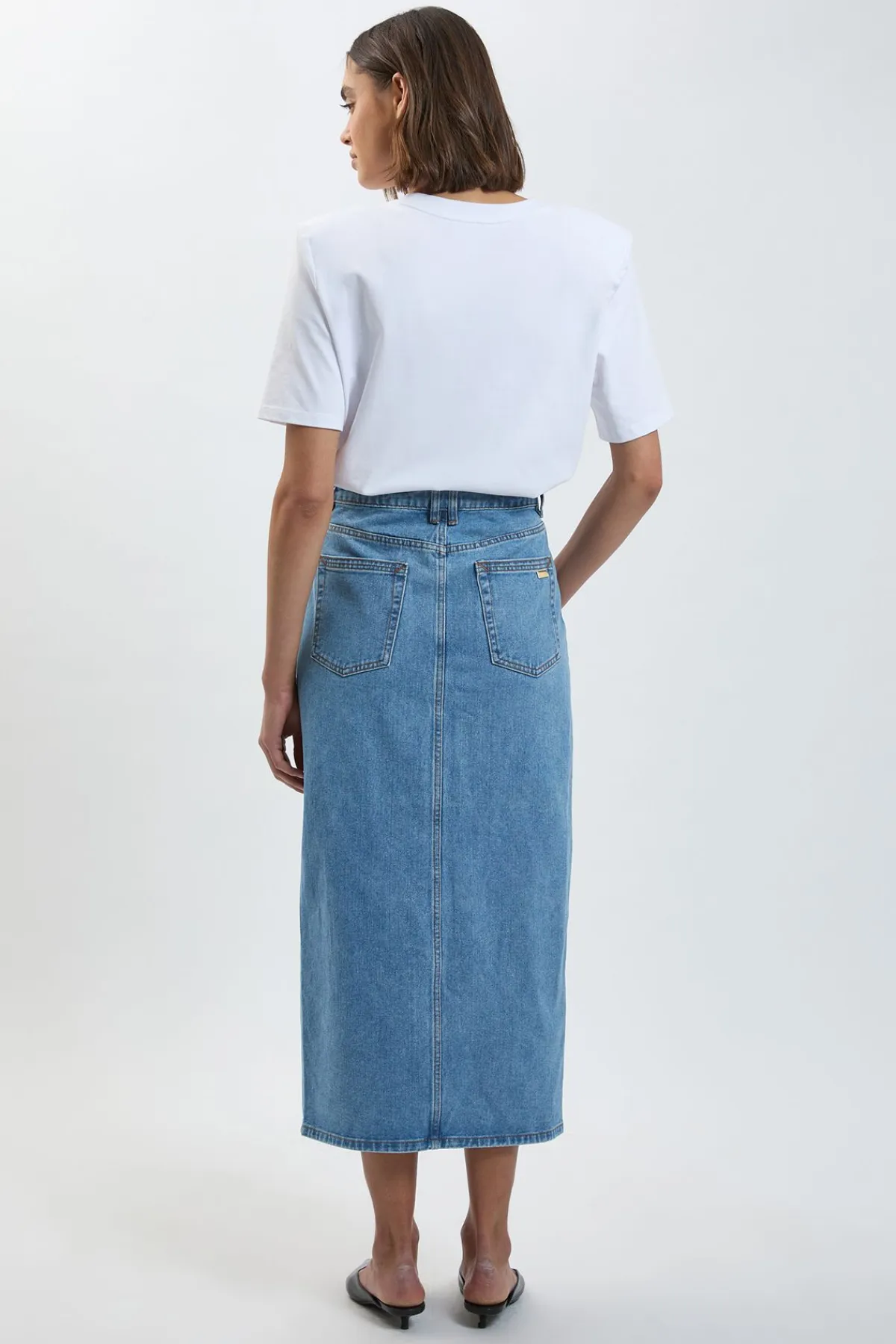 KarenMillen Jupe Crayon Mi-longue En Denim Forever Petite À 5 Poches<Femme Jupes|Denim