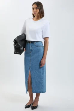 KarenMillen Jupe Crayon Mi-longue En Denim Forever Petite À 5 Poches<Femme Jupes|Denim