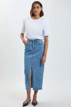 KarenMillen Jupe Crayon Mi-Longue en Denim 5 Poches<Femme Jupes|Denim