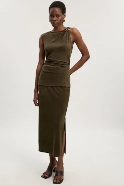 KarenMillen Jupe Crayon Mi-Longue en Jersey Texturé Brossé<Femme Jupes|Jupes