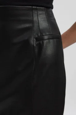 Jupe Crayon Mi-Longue en synthétique avec Détail Couture à la Taille