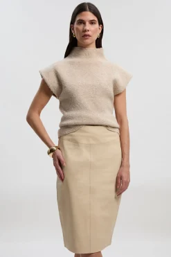 Jupe crayon signature en cuir