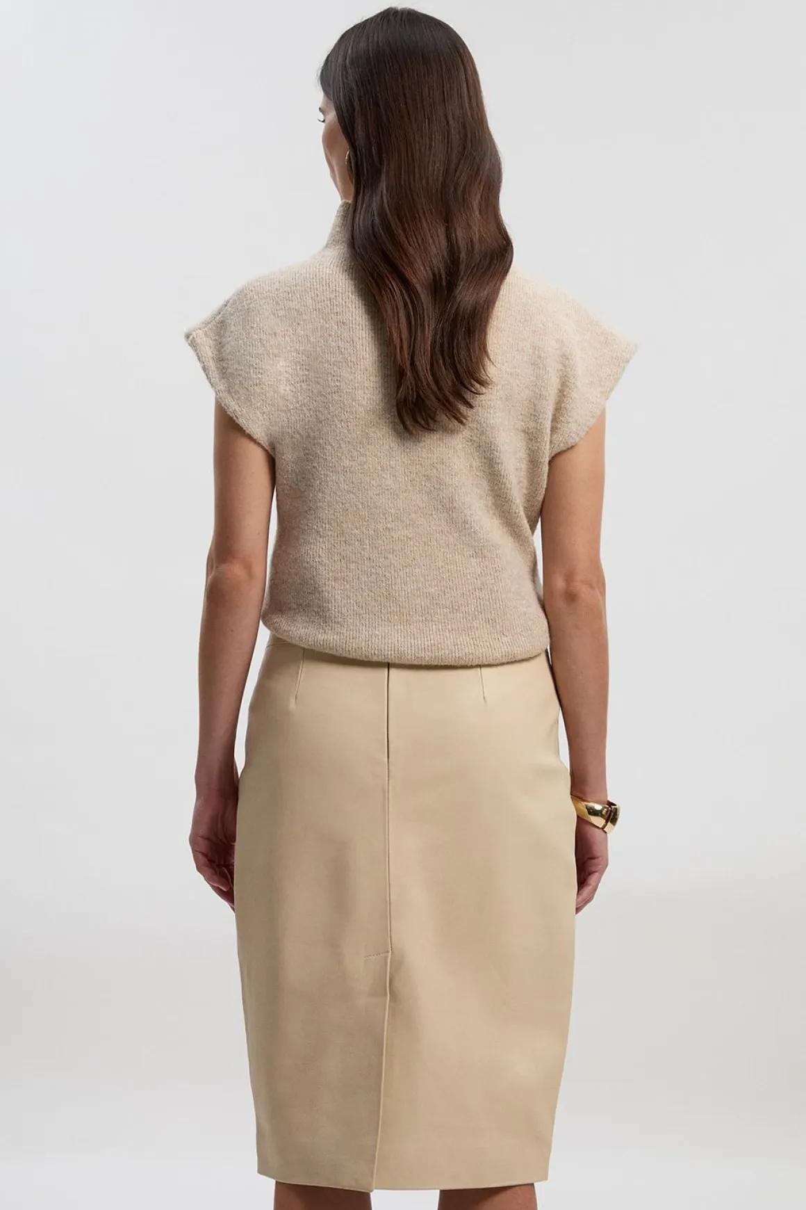 Jupe crayon signature en cuir