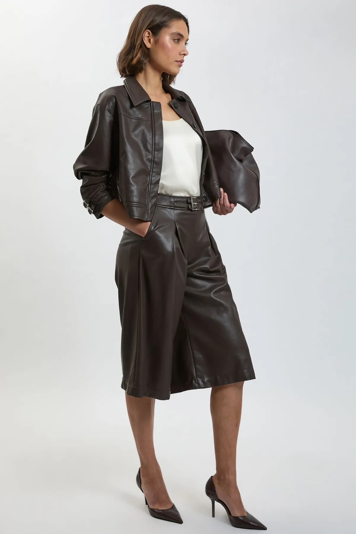 KarenMillen Jupe-culotte Avec Détail Patte En Synthétiquecuir<Femme Jupes|Jupes