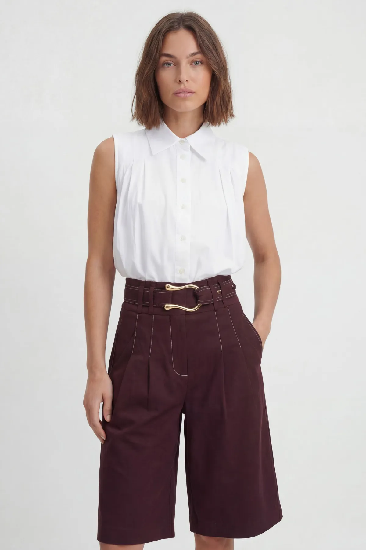KarenMillen Jupe-culotte Bermuda Ajustée Avec Détails De Surpiqûres<Femme Pantalons