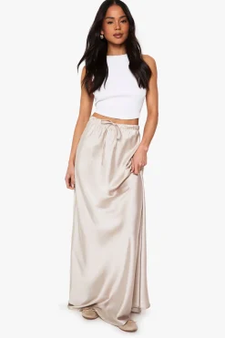 Jupe-culotte maxi en satin à cordon de serrage
