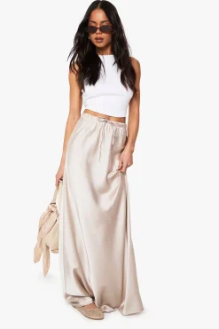 Jupe-culotte maxi en satin à cordon de serrage