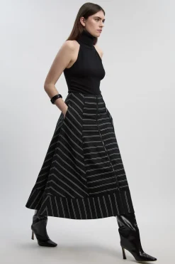 KarenMillen Jupe de Bal en Coton Tissé à Rayures Audacieuses<Femme Jupes|Jupes