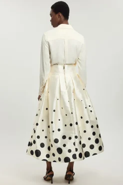 KarenMillen Jupe De Bal En Sergé Tissé À Pois Bordure Petite<Femme Jupes|Jupes