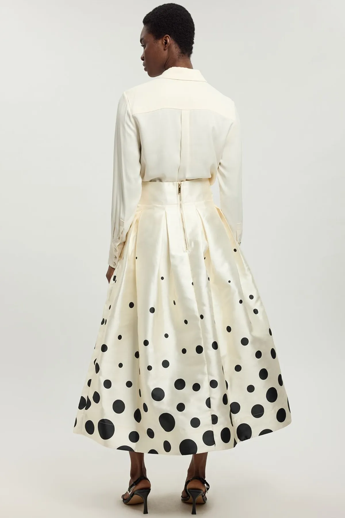 KarenMillen Jupe De Bal En Sergé Tissé À Pois Bordure Petite<Femme Jupes|Jupes