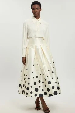 KarenMillen Jupe De Bal En Sergé Tissé À Pois Bordure Petite<Femme Jupes|Jupes