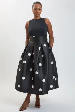 KarenMillen Jupe De Bal En Sergé Tissé À Pois Grande Taille<Femme Jupes|Jupes