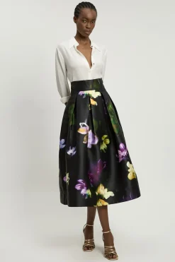 Jupe De Bal En Twill Tissé À Motif Floral