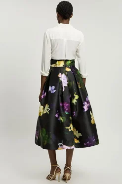 Jupe De Bal En Twill Tissé À Motif Floral