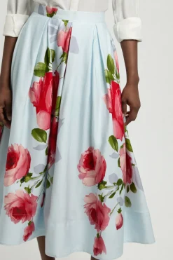 KarenMillen Jupe De Bal Plissée En Viscose Lin À Imprimé Floral<Femme Jupes|Jupes