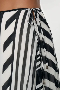 KarenMillen Jupe De Plage En Georgette De Viscose À Rayures chromes<Femme Maillots De Bain|Tenues De Plage