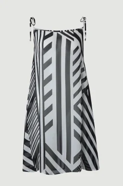 KarenMillen Jupe De Plage En Georgette De Viscose À Rayures chromes<Femme Maillots De Bain|Tenues De Plage