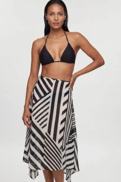 KarenMillen Jupe De Plage En Georgette De Viscose À Rayures chromes<Femme Maillots De Bain|Tenues De Plage