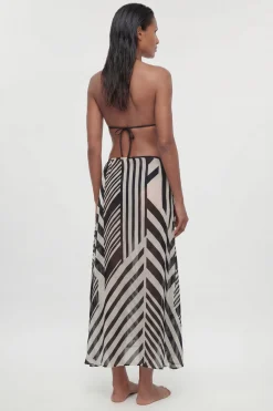 KarenMillen Jupe De Plage En Georgette De Viscose À Rayures chromes<Femme Maillots De Bain|Tenues De Plage