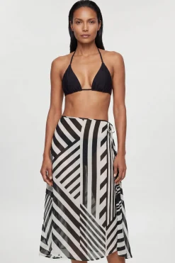 KarenMillen Jupe De Plage En Georgette De Viscose À Rayures chromes<Femme Maillots De Bain|Tenues De Plage