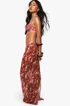 Jupe de plage maxi en maille abstraite Premium Swim