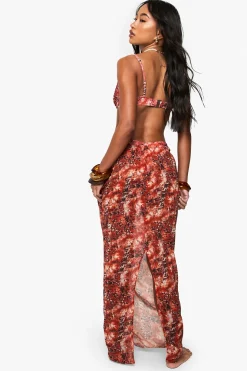 Jupe de plage maxi en maille abstraite Premium Swim