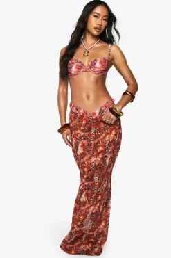 Jupe de plage maxi en maille abstraite Premium Swim