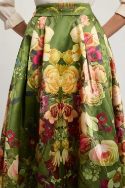 Jupe De Soirée En Sergé Tissé À Motif Floral
