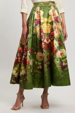 Jupe De Soirée En Sergé Tissé À Motif Floral