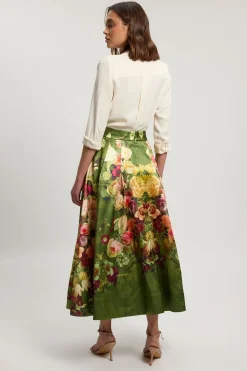 Jupe De Soirée En Sergé Tissé À Motif Floral