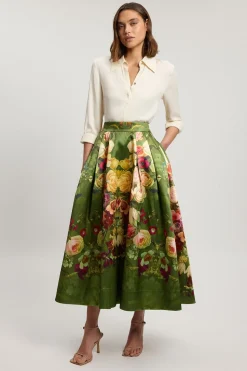 Jupe De Soirée En Sergé Tissé À Motif Floral