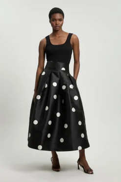 Jupe De Soirée En Sergé Tissé À Pois