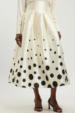 Jupe De Soirée En Twill Tissé À Bordure À Pois