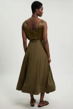 Jupe De Soirée Tissée En Viscose Et Lin Petite