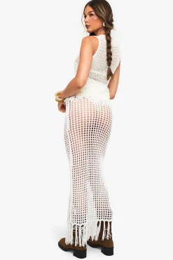 boohoo Jupe en crochet avec garniture à pompons<Femme Jupes|Pulls Et Gilets