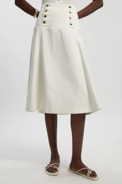 KarenMillen Jupe En Denim À Boutonnage Devant<Femme Jupes|Denim