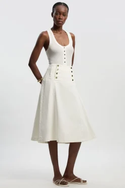 KarenMillen Jupe En Denim À Boutonnage Devant<Femme Jupes|Denim