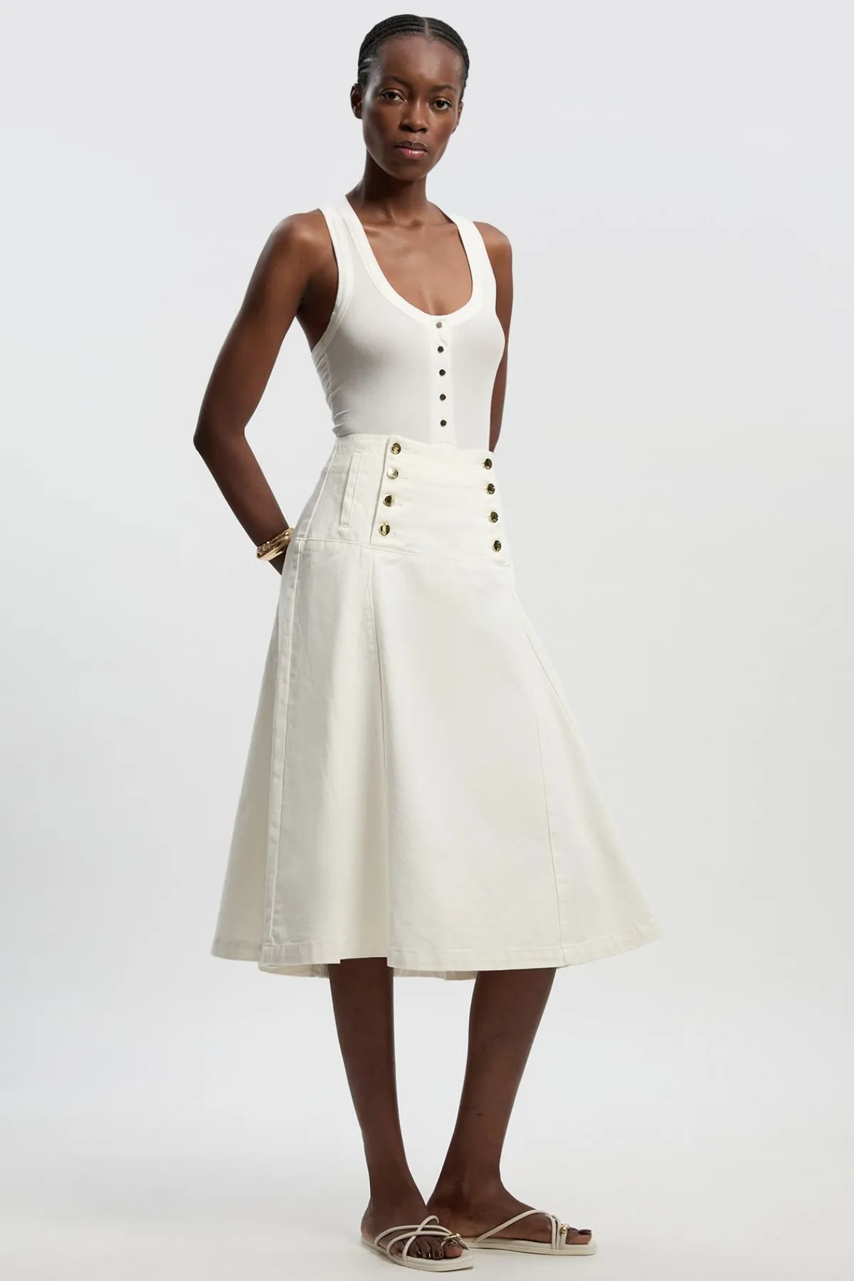 KarenMillen Jupe En Denim À Boutonnage Devant<Femme Jupes|Denim