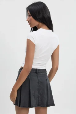 Jupe en denim plissée