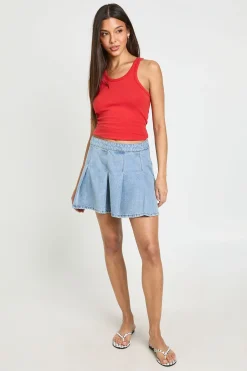 boohoo Jupe En Denim Plissée<Femme Jupes|Denim