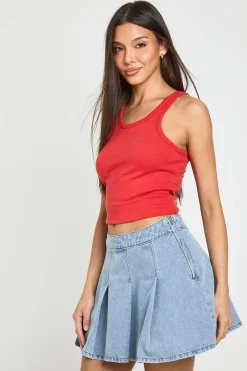 boohoo Jupe En Denim Plissée<Femme Jupes|Denim