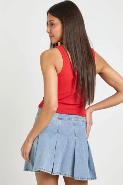 boohoo Jupe En Denim Plissée<Femme Jupes|Denim