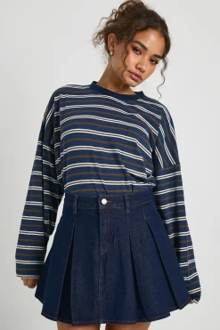 boohoo Jupe en denim plissée<Femme Jupes|Denim